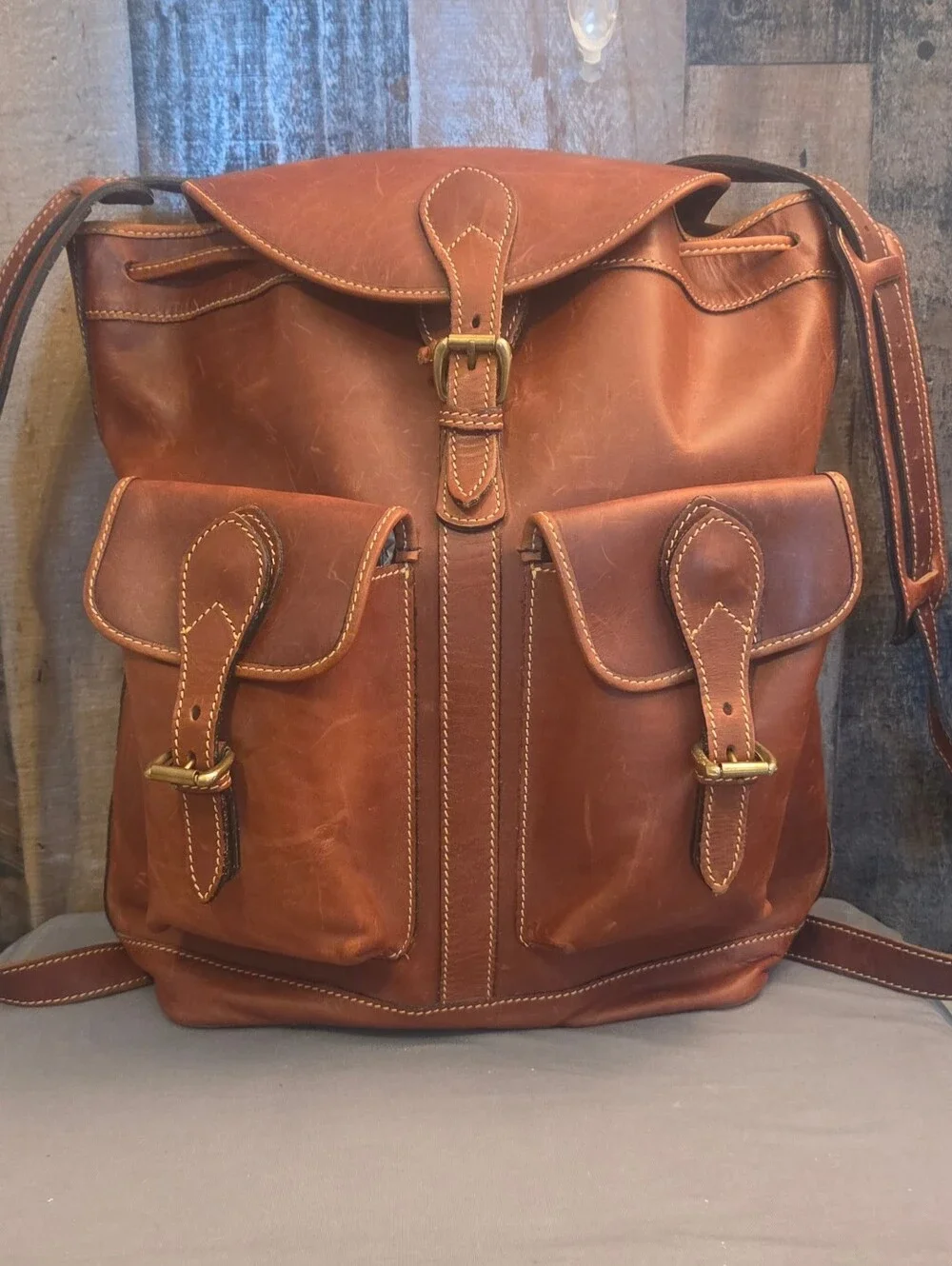 VTG Eddie Bauer Saddle Leather Rucksack Backpack